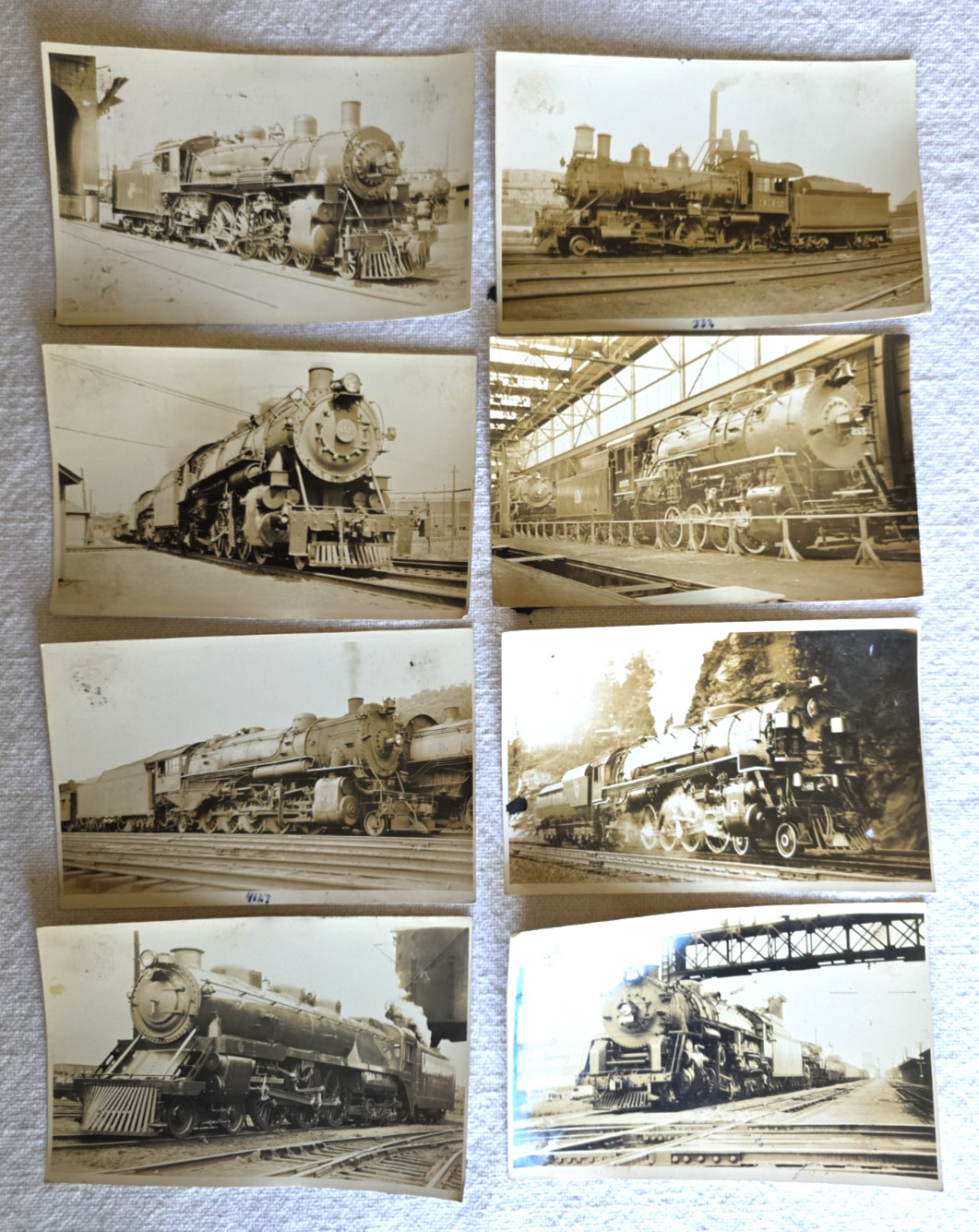 Vintage RPPC Steam Locomotive Railroad Real Photo Postcard Lot Of 8 READ