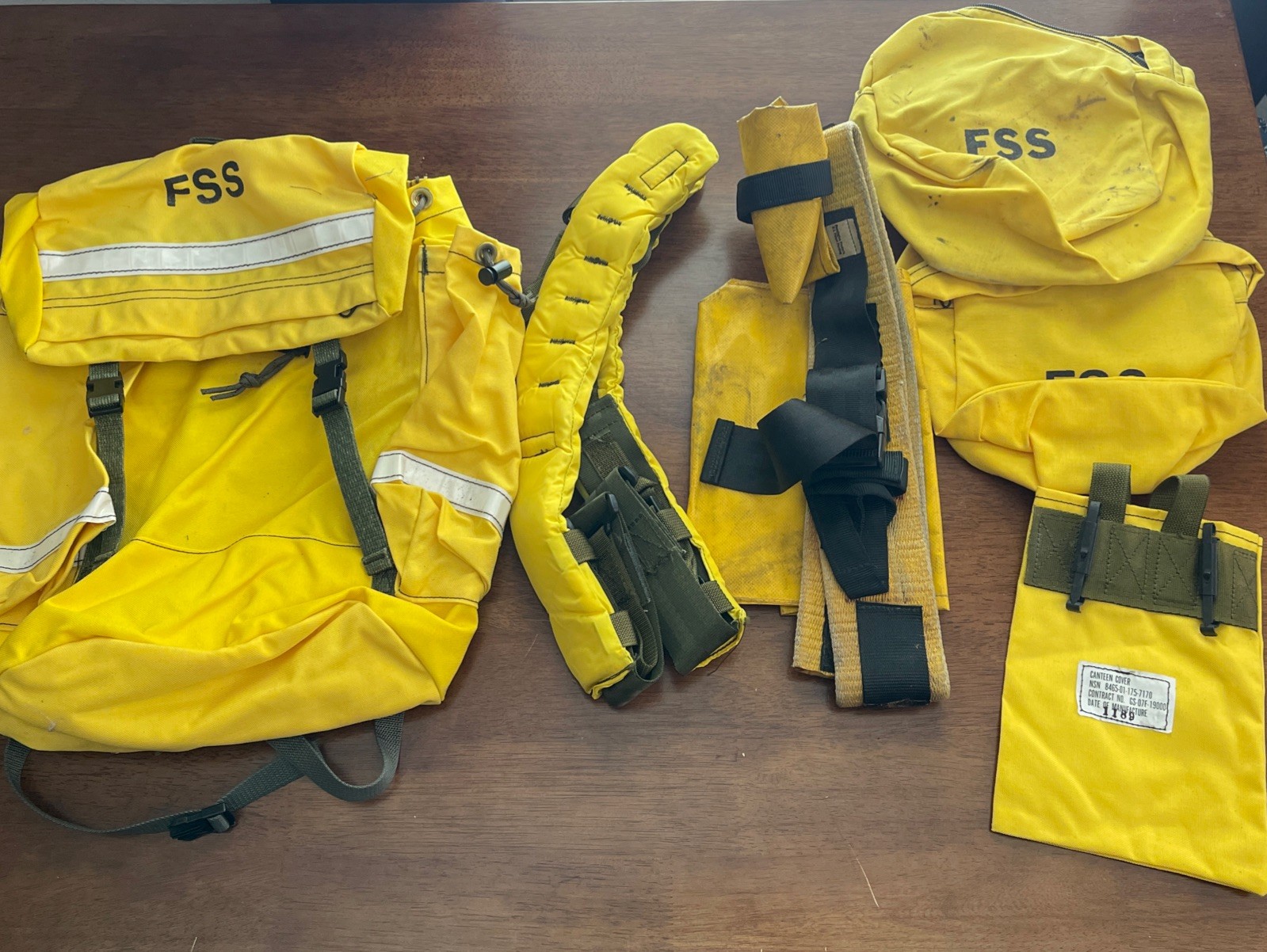 USFS Wildland Firefighter Field Pack FSS Yellow Harness Pouches Firefighting