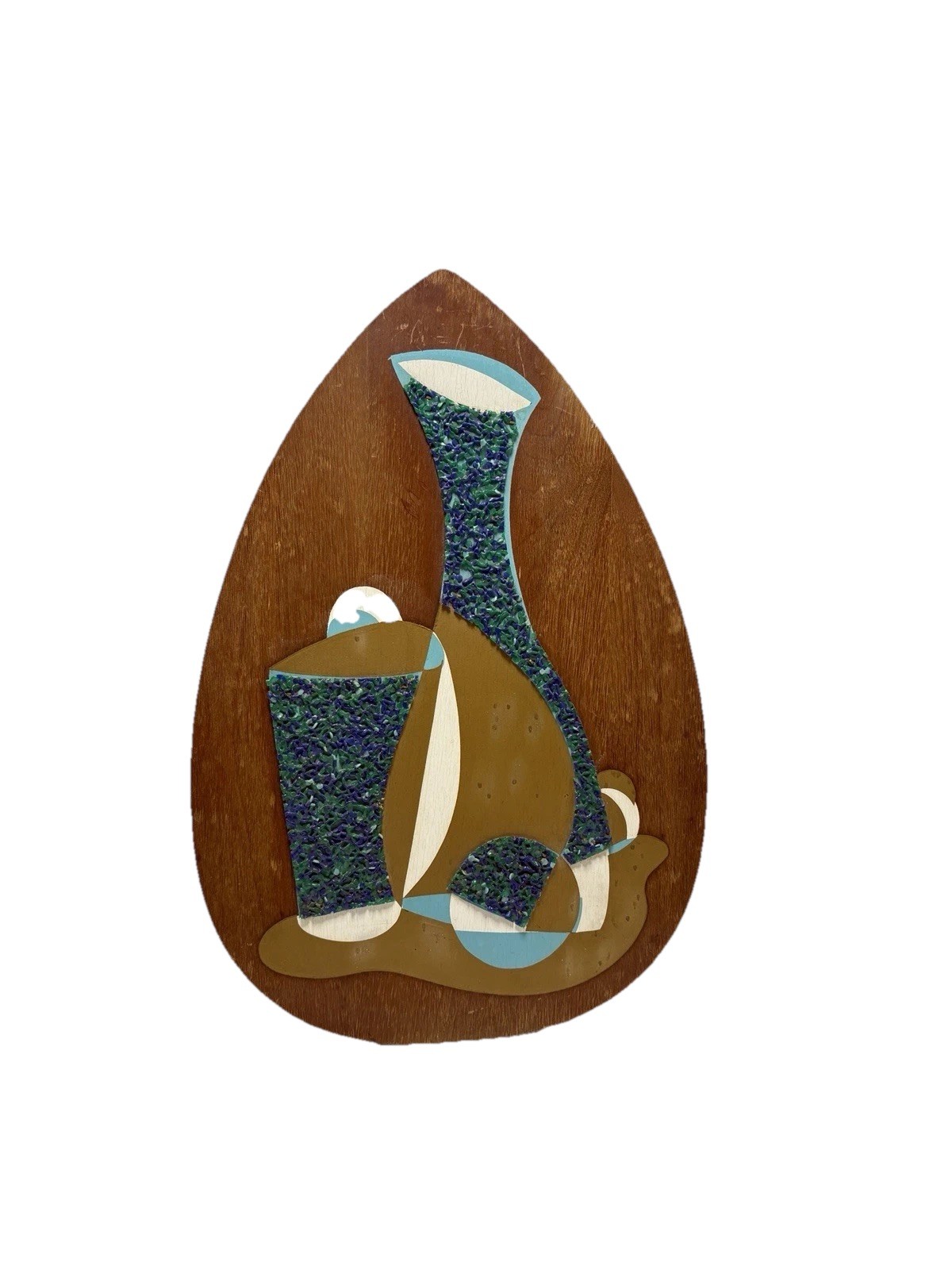 MCM 1960s Atomic Tear Drop Guitar Pick Walnut Wall Hanging 18 X 12” See Photos