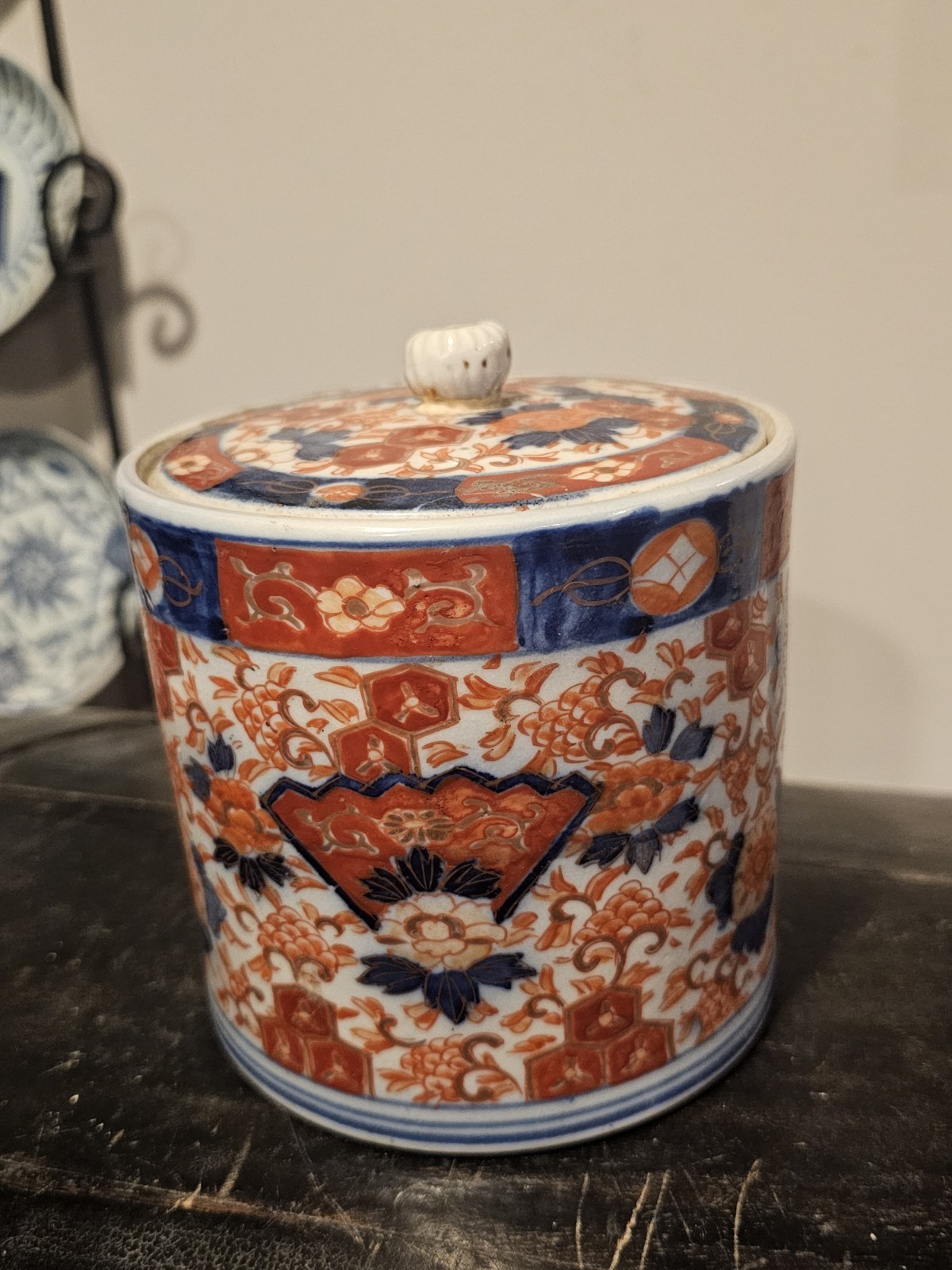 Antique Japanese Imari Tea Canister Jar Japan 19th Century Read