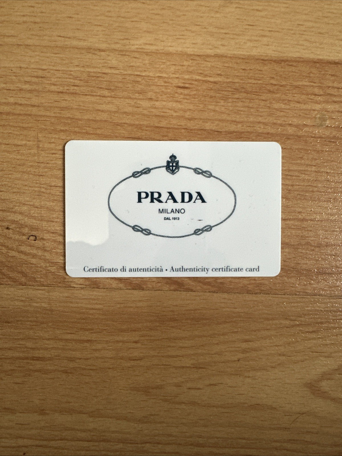 PRADA Certificate of Authenticity COA Plastic Card & Envelope Art# 1MF028 Sole