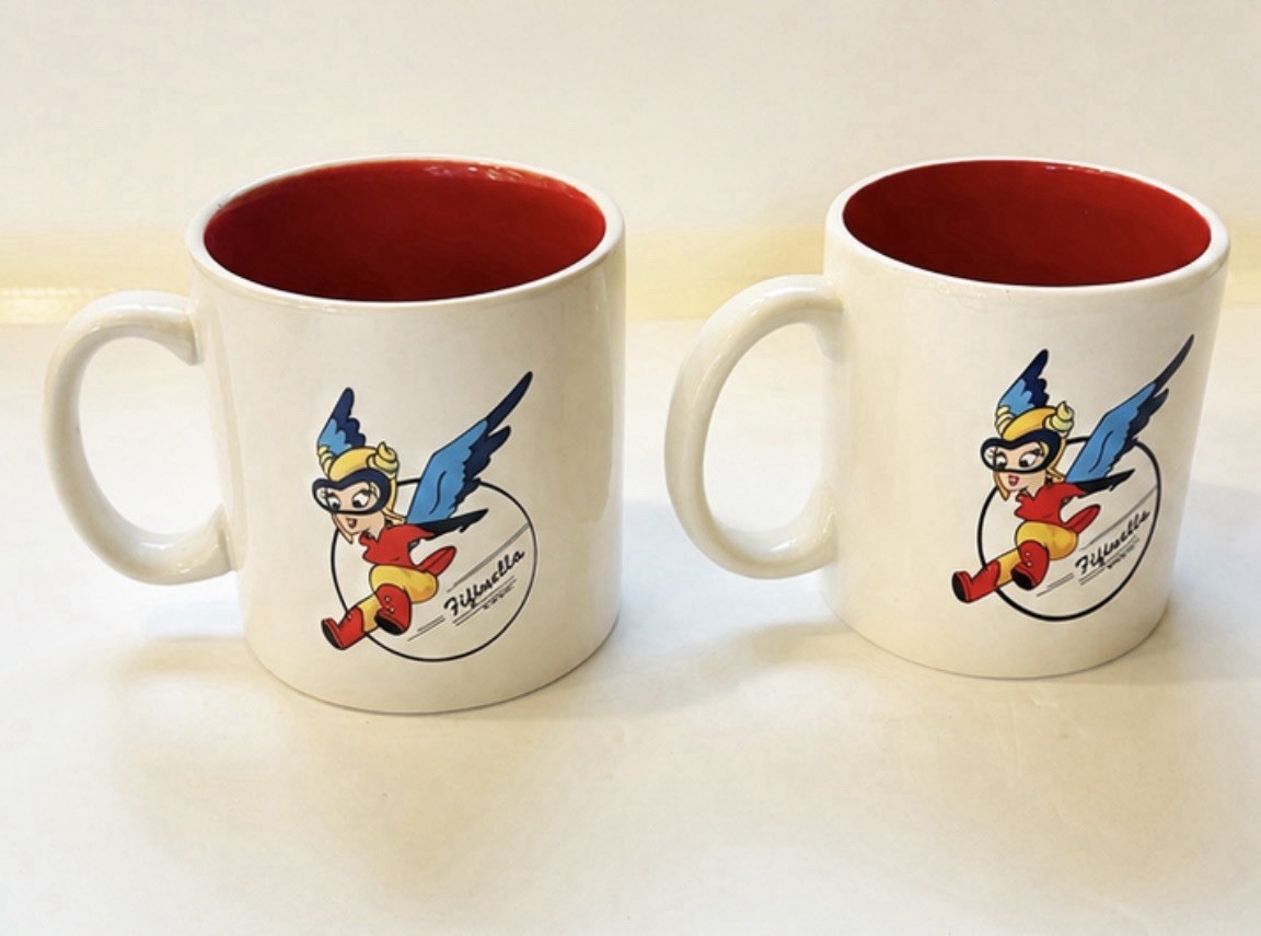 Rare Disney Fifinella WASP Coffee Mugs WWII Mascot Set. Unused