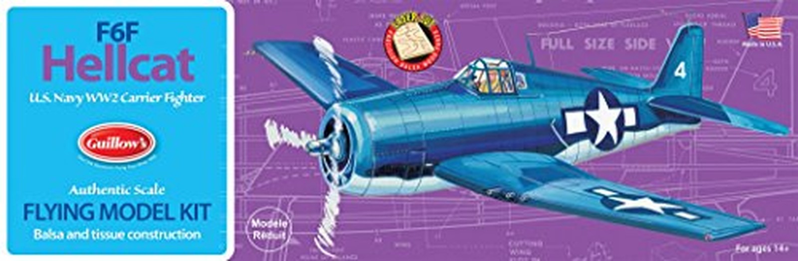 Guillow\'s F6F Hellcat Model Kit - Balsa Wood Airplane - 16 1/2 in Wingspan