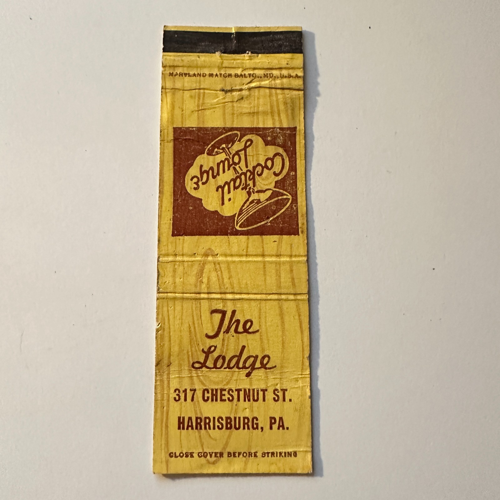 The Lodge Harrisburg PA Vintage Matchbook Cover 5MB128-1