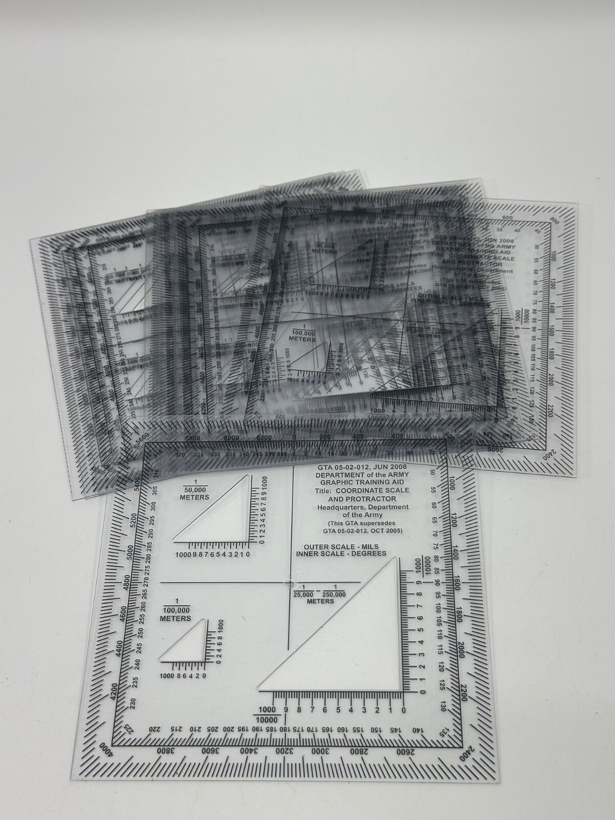 10 Pcs GTA 05-02-012 U.S. ARMY GRAPHIC TRAINING COORDINATE SCALE PROTRACTOR 2008 10 Pcs GTA 05-02-012 U.S. ARMY GRAPHIC TRAINING COORDINATE SCALE PROTRACTOR 2008