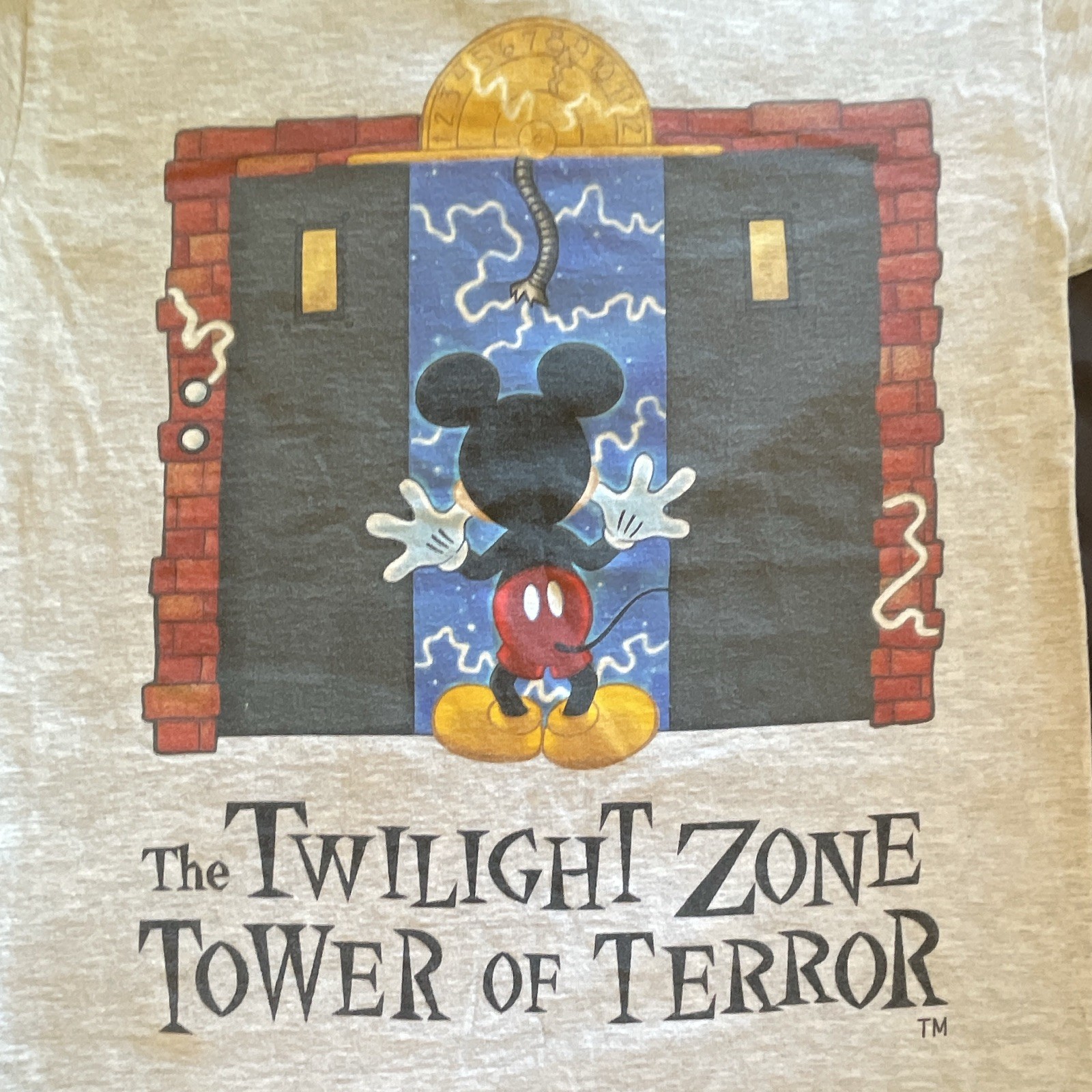 Vintage Disney World Twilight Zone Tower of Terror Mickey Mouse Shirt Sz Small
