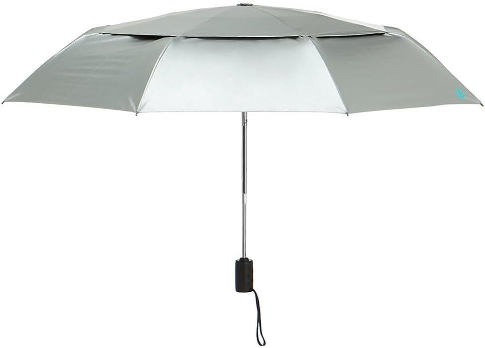 Coolibar UPF 50+ 42 Inch Sodalis Travel Umbrella - Sun One Size, Silver/Green 