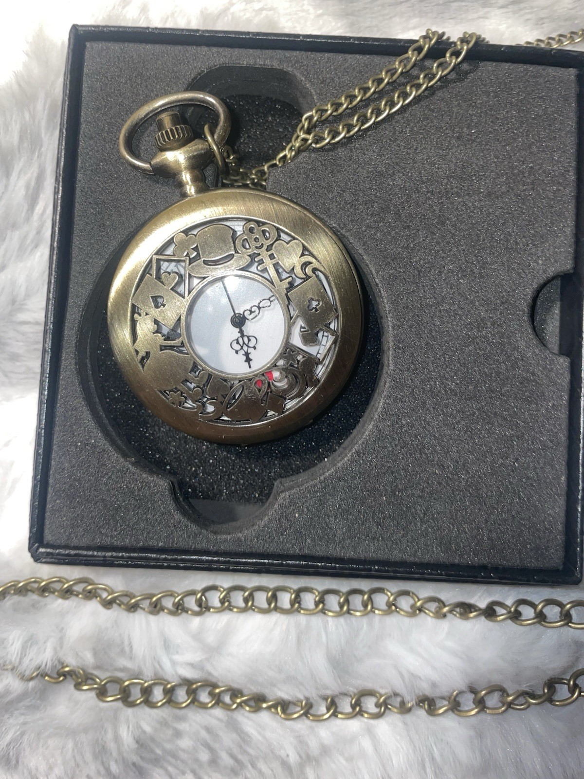 Alice in Wonderland Pocket Watch Pendant Antique Natural Character New