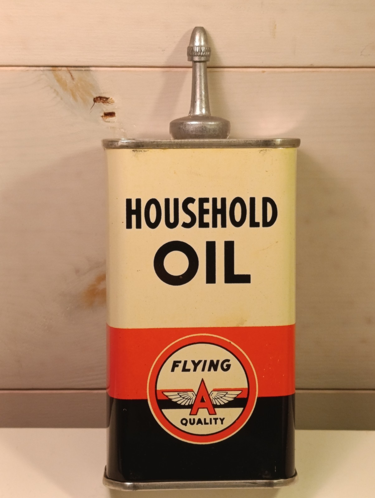 NOS Vintage FLYING A LEAD TOP Household OIL CAN Handy Oiler TIDE WATER VEEDOL