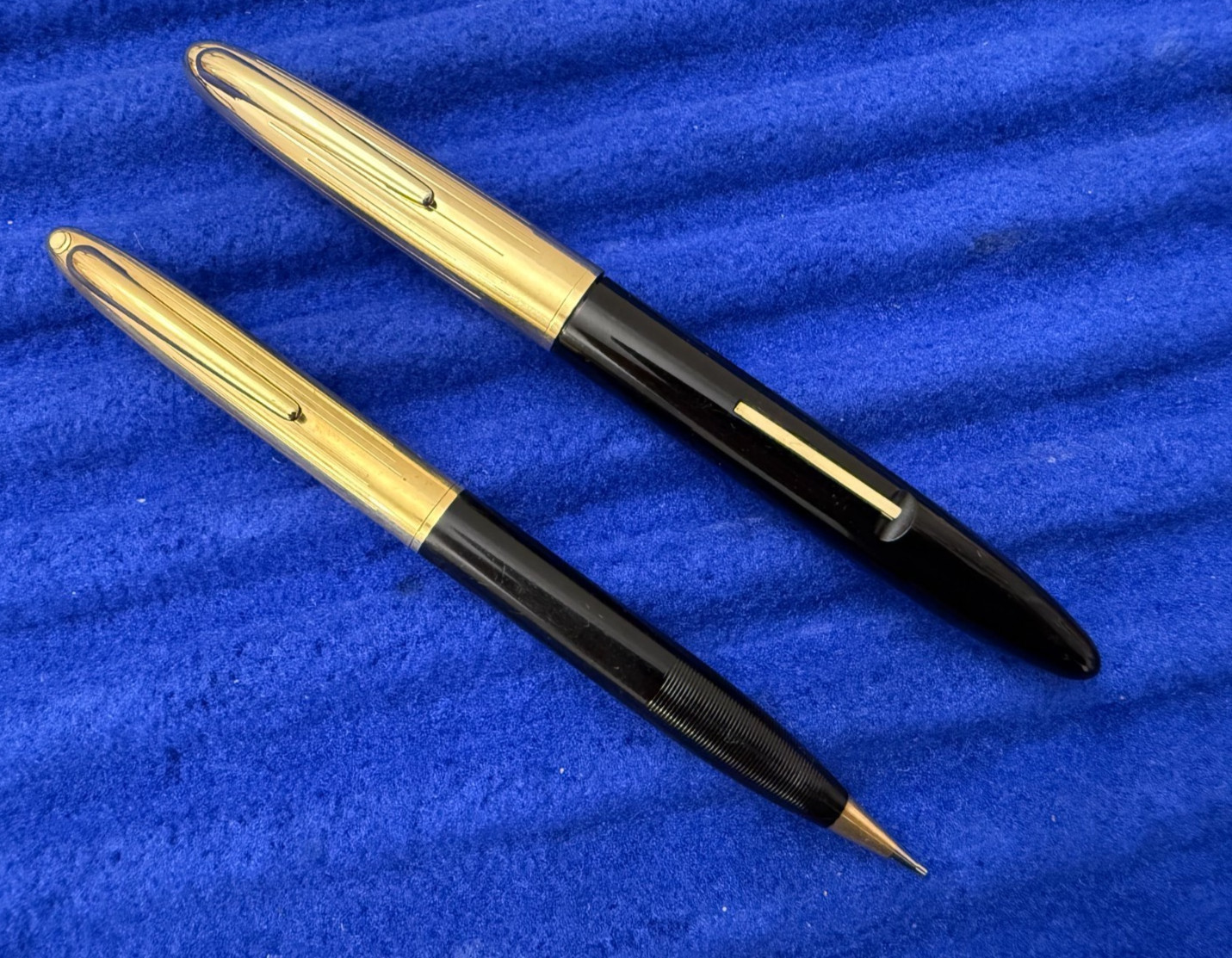 Sheaffer Triumph Early Lever Fill Fountain Pen & Pencil Gold Filled Cap 14K Nib