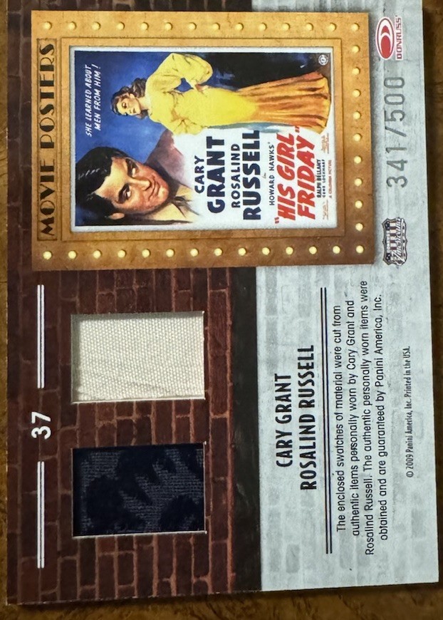 2009 Panini Americana Movie Posters Grant & Russell Worn Swatch Card #341/500