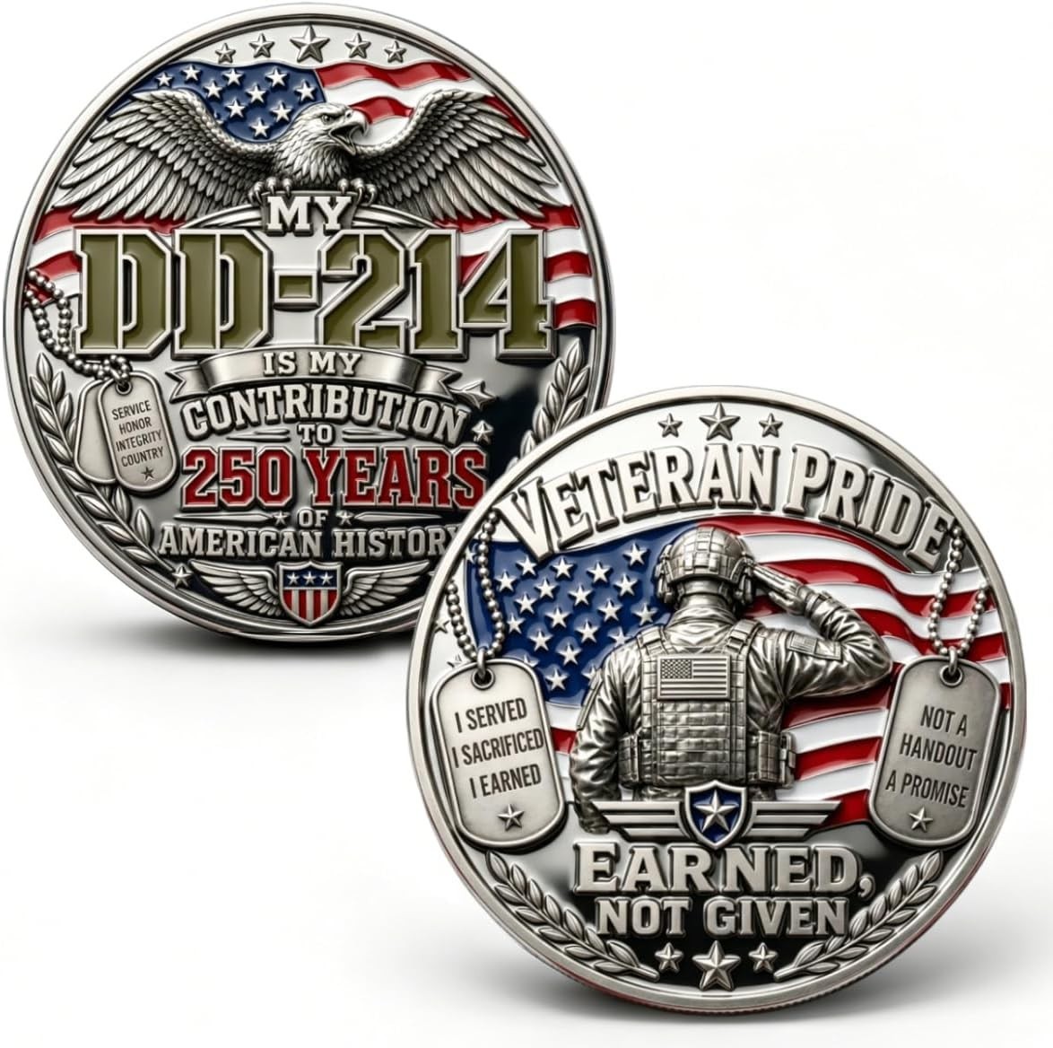 DD-214 Veteran Pride Coin, My DD-214 Is My Contribution Commemorative Coin, 250 DD-214 Veteran Pride Coin, My DD-214 Is My Contribution Commemorative Coin, 250