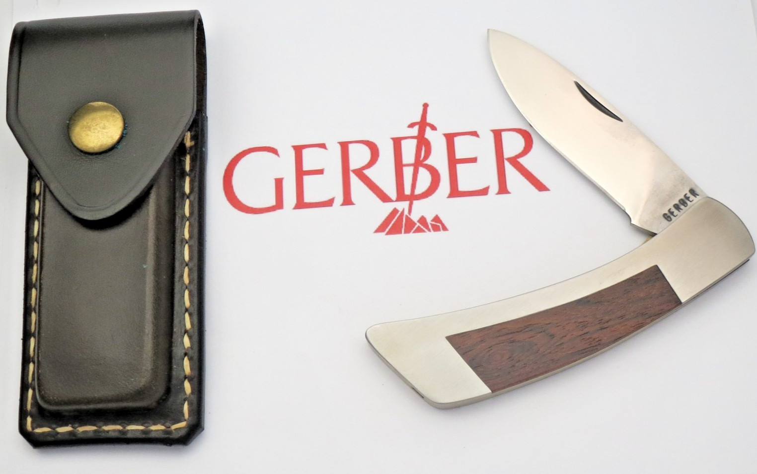 Vintage 1974 to 1981 GERBER Pk2 Pete\'s Knife Liner Lock Knife - Mint with Sheath