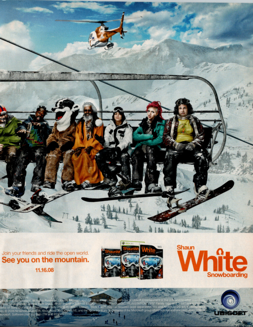 Shaun White Snowboarding Ad Poster Vintage 2008 Gaming Ski Lift Ad