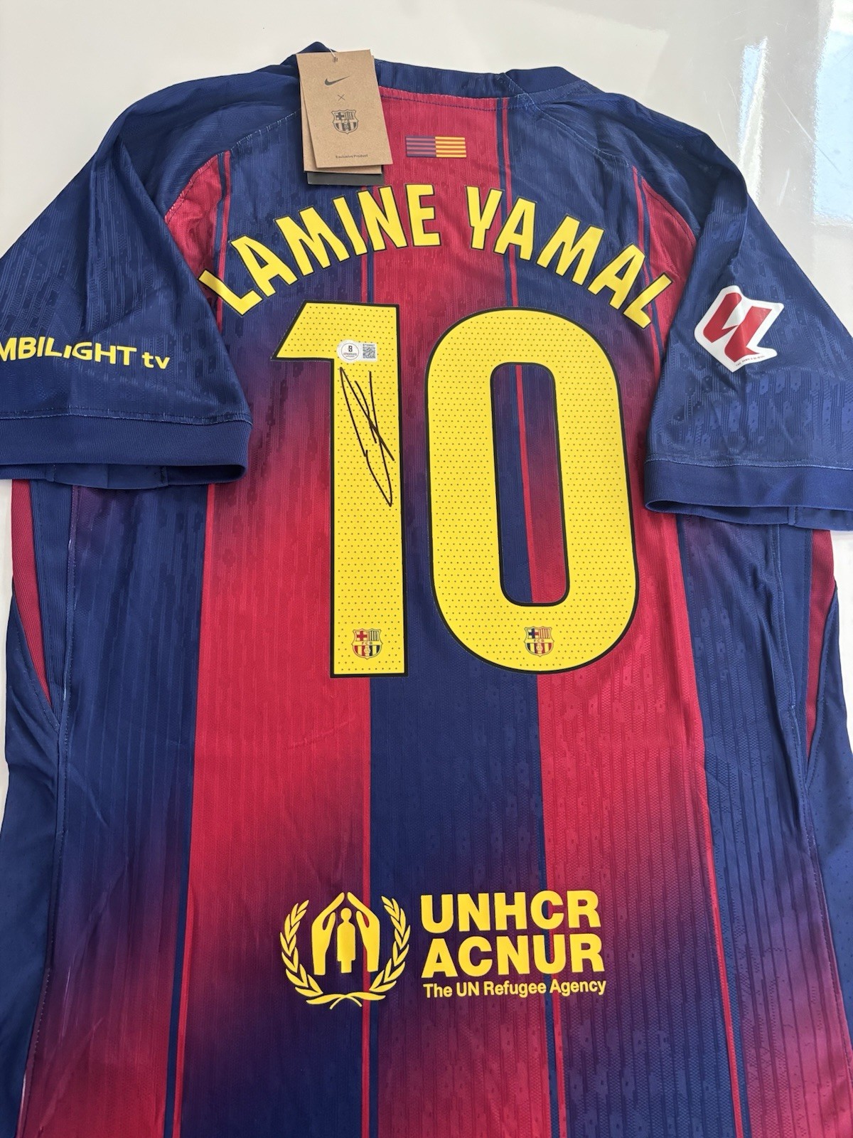 🔥⚽️ Lamine Yamal Hand Signed FC Barcelona Home Jersey Beckett COA ⚽️🔥