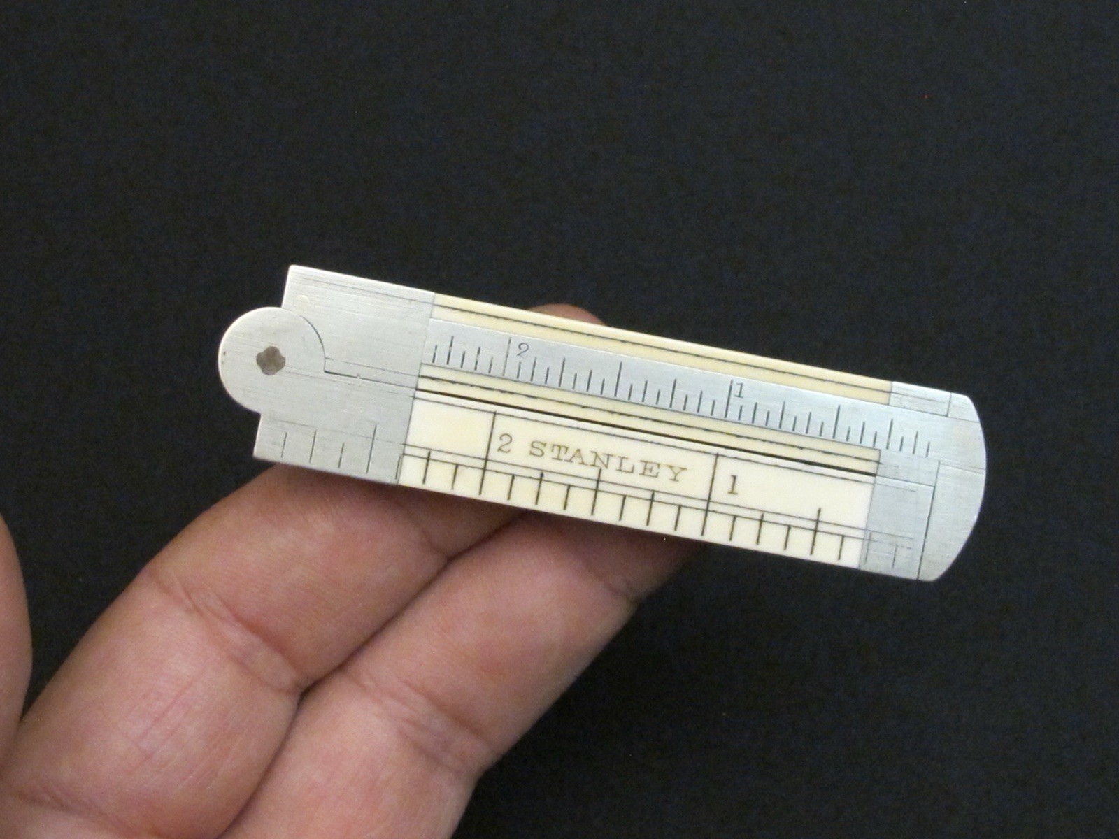 Vtg Stanley Rule & Level Co. #38 German Silver Pocket Caliper Rule Antique Tool