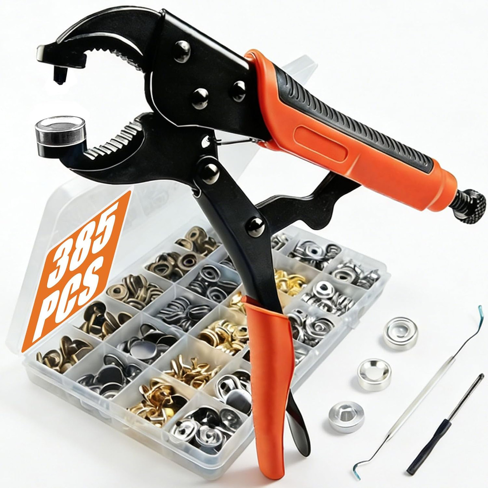 Snap Fastener Tool Kit with 380 Metal Snap Buttons for Fabric Leather Canvas