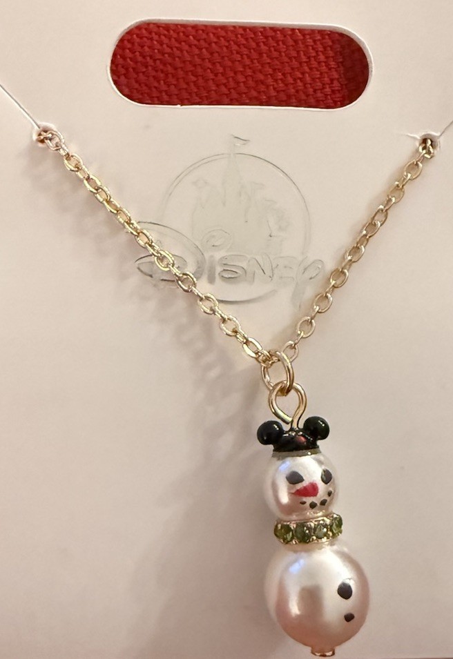 2025 Disney Parks Mickey Mouse Snowman Pearl Necklace Christmas Holiday