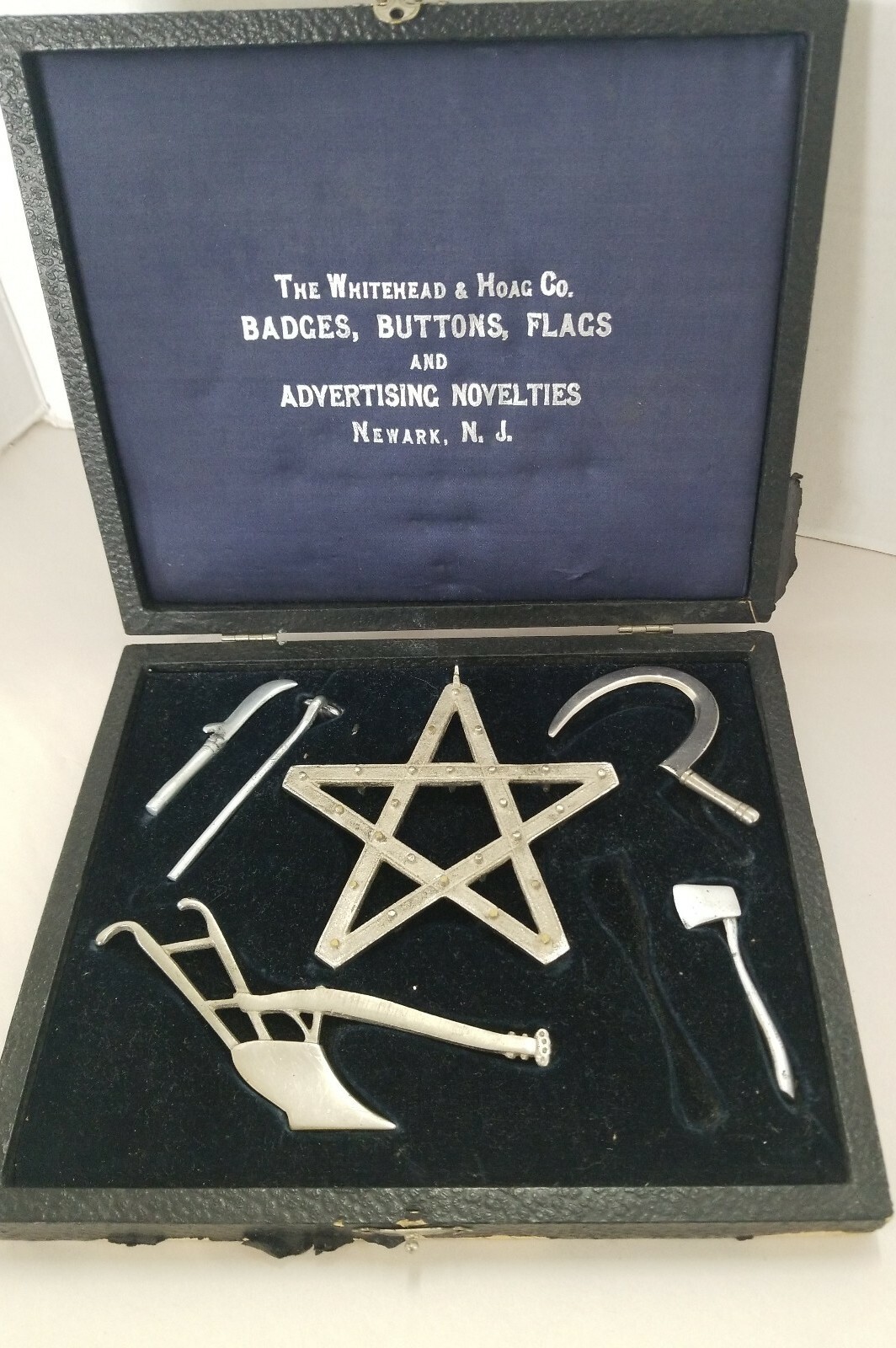 Rare Vintage rituals items for the Patrons of Husbandry (The Grange) in wood box