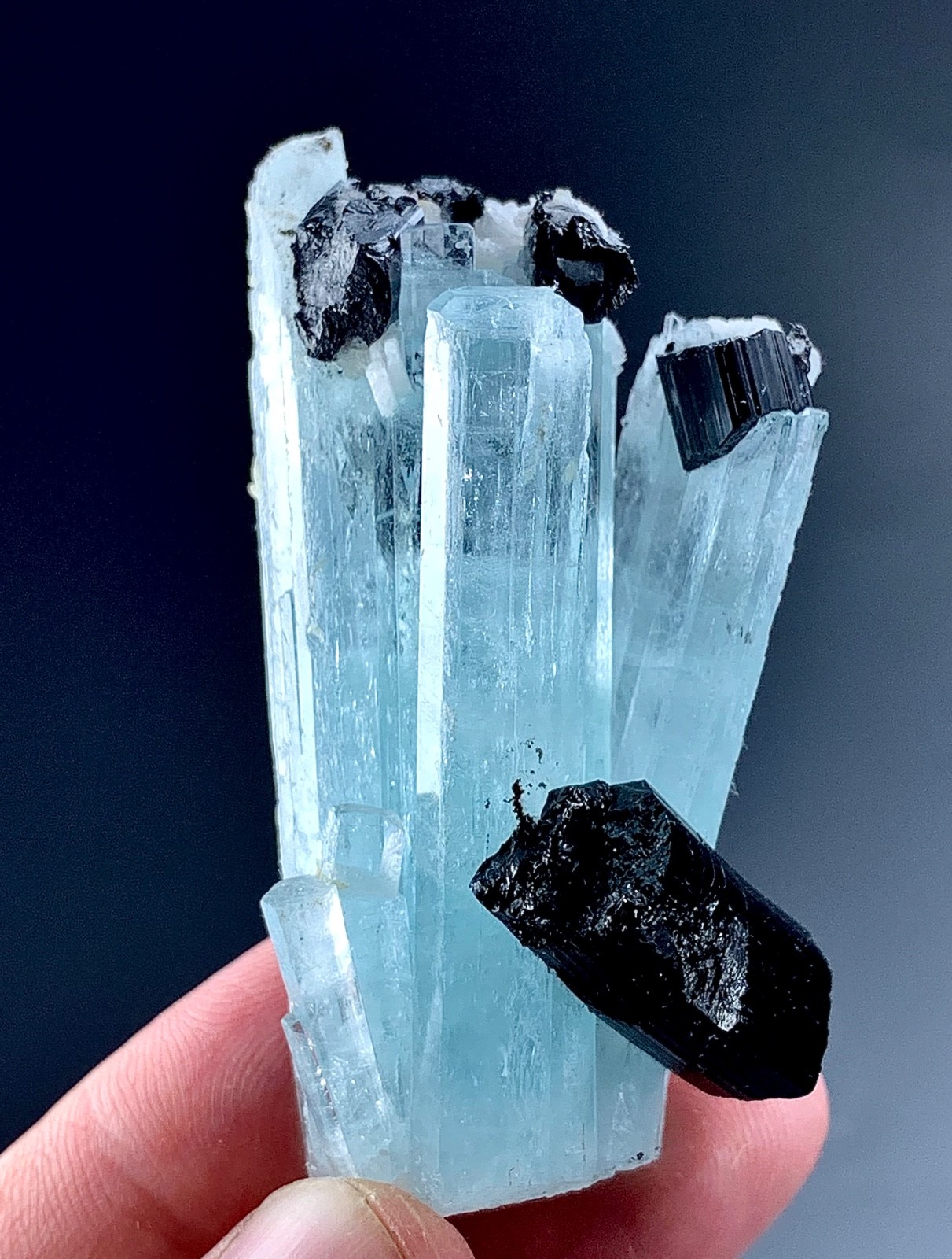 204 Carat Aquamarine Crystal With Black Tourmaline specimen from skardu Pakistan