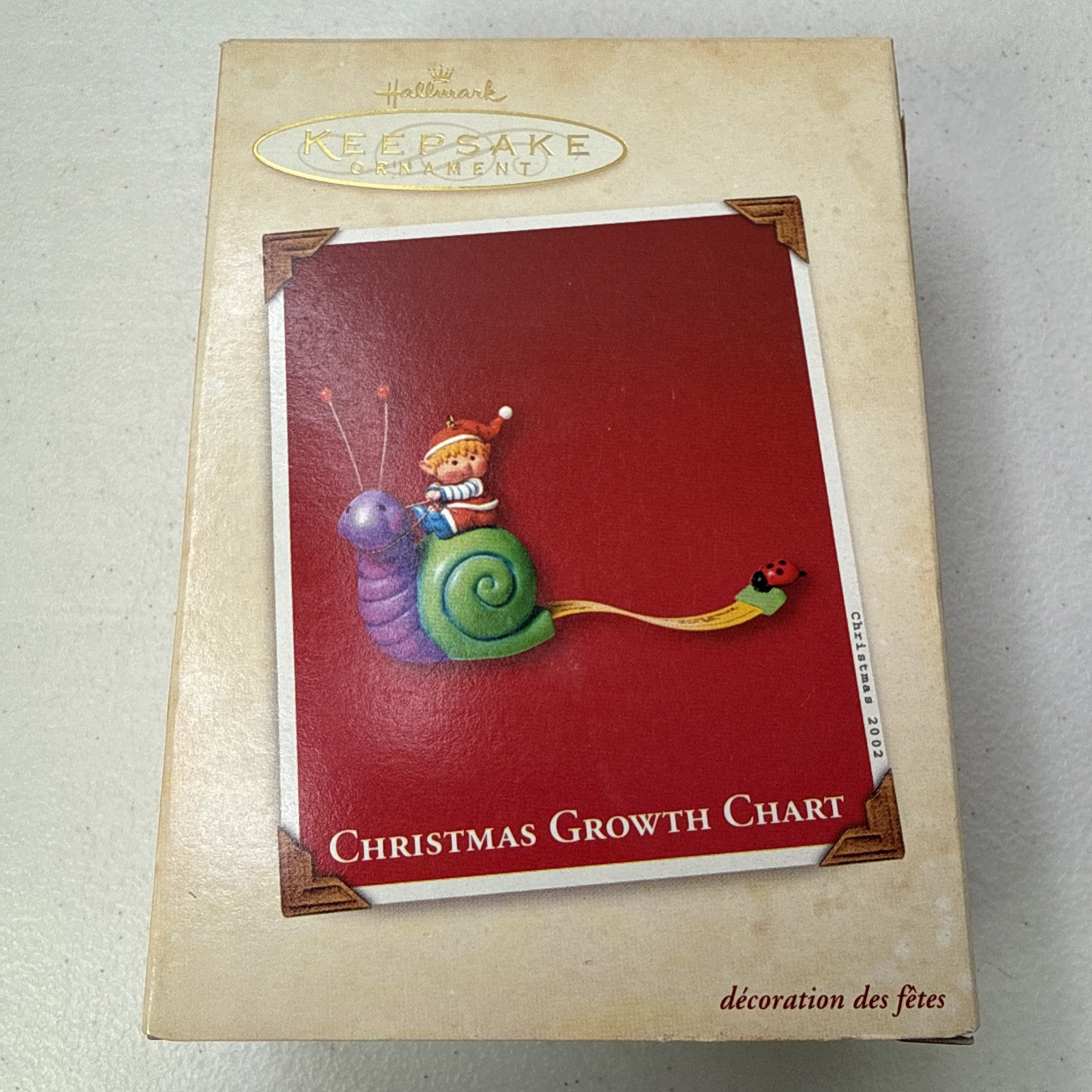 14 Hallmark 2002 Christmas Growth Chart Snail Elf Keepsake Ornament With Box