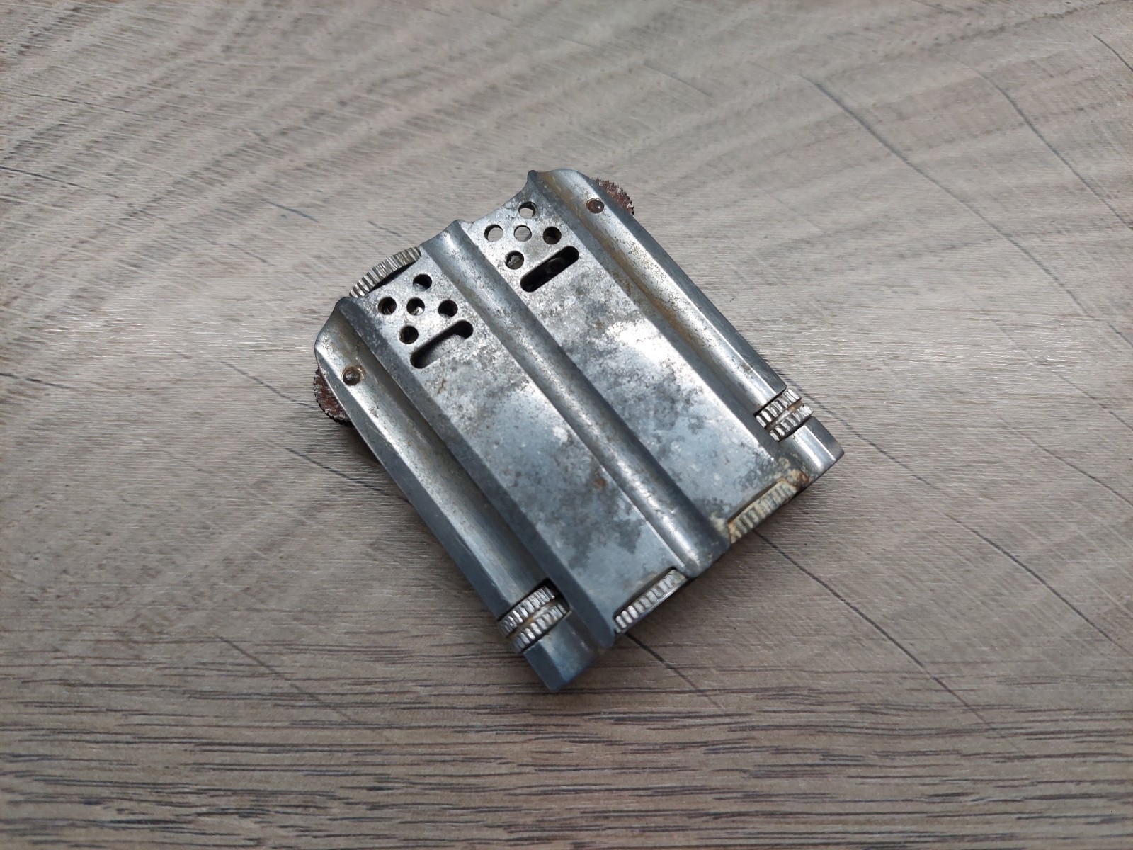 VTG RARE DUPLEX ALUMINIUM DOUBLE BARREL POCKET LIGHTER ENGLAND 1940s-50s