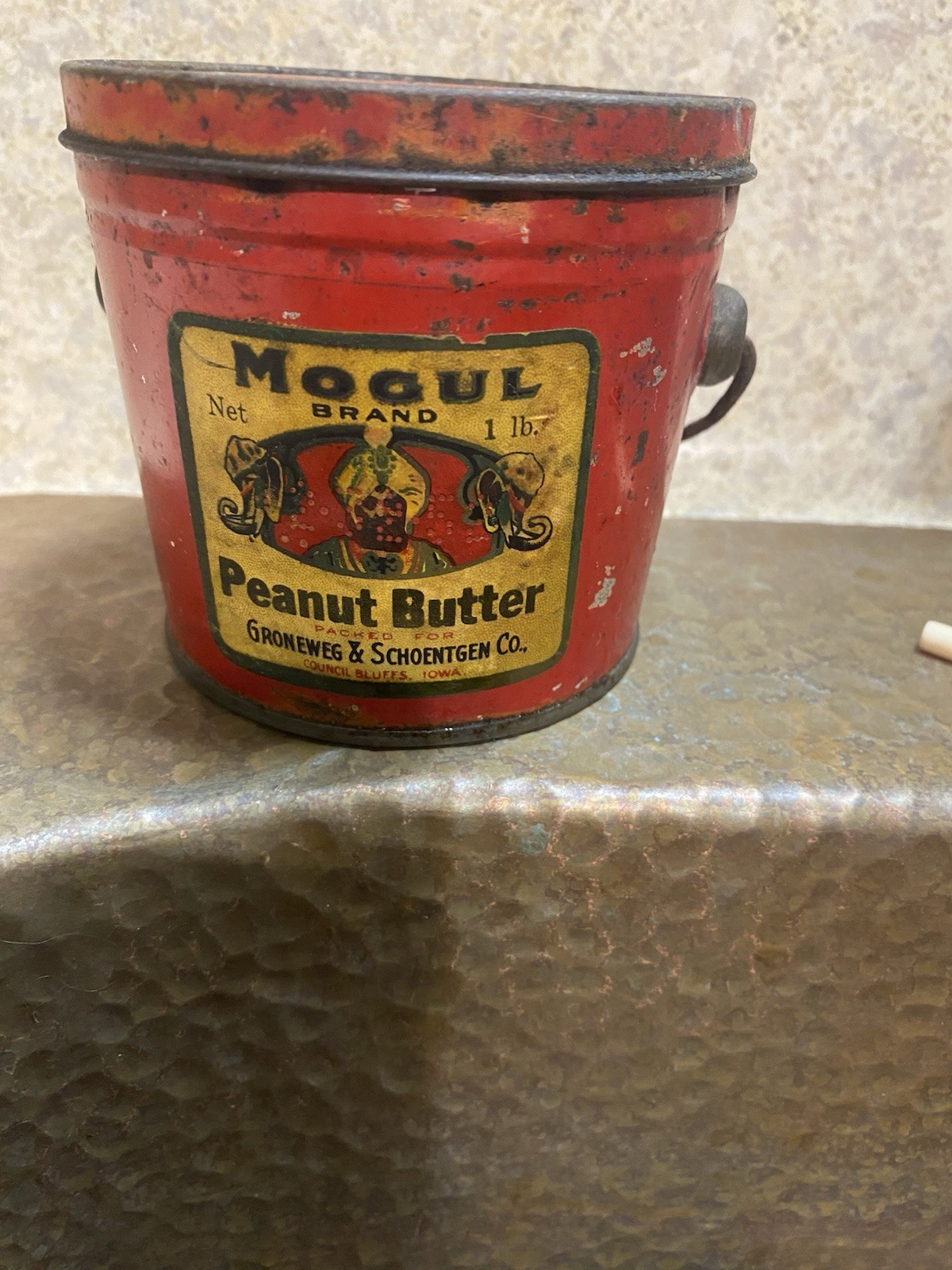 Vintage Mogul  Peanut Butter Tin Pail  1920s-30s. GRONENEG & SCHOENTGEN CO