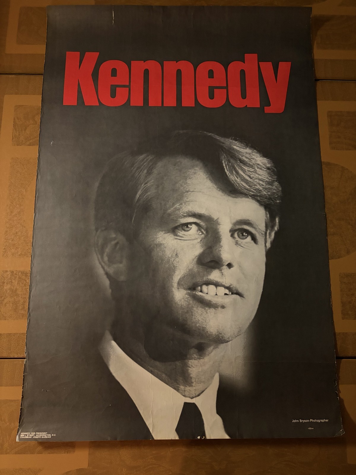VINTAGE 1968 ROBERT F KENNEDY RFK PRESIDENTIAL LARGE CAMPAIGN POSTER JOHN BRYSON