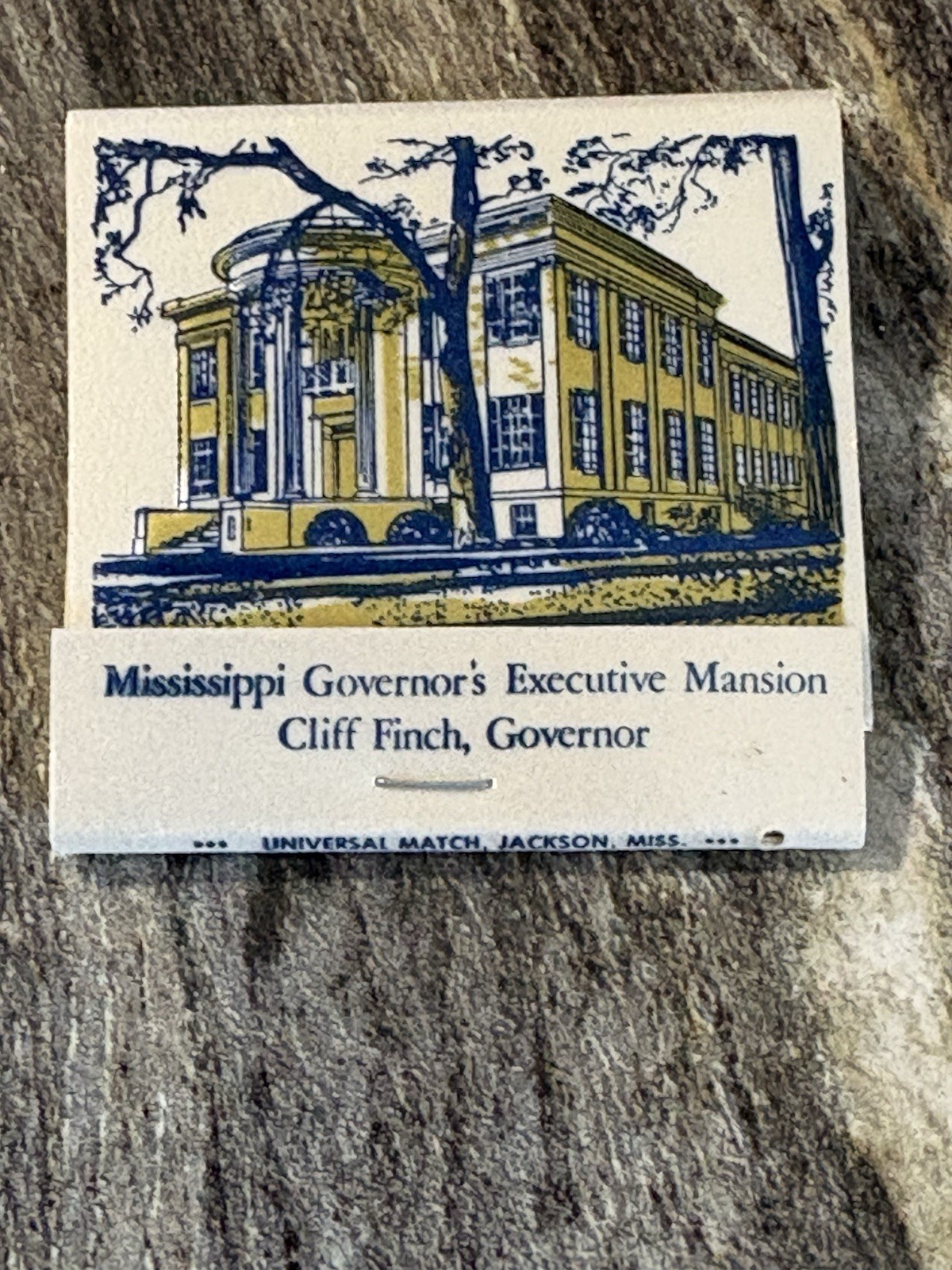 Vintage Cliff Finch Mississippi Governor’s Mansion Matchbook Full Matches 1970s