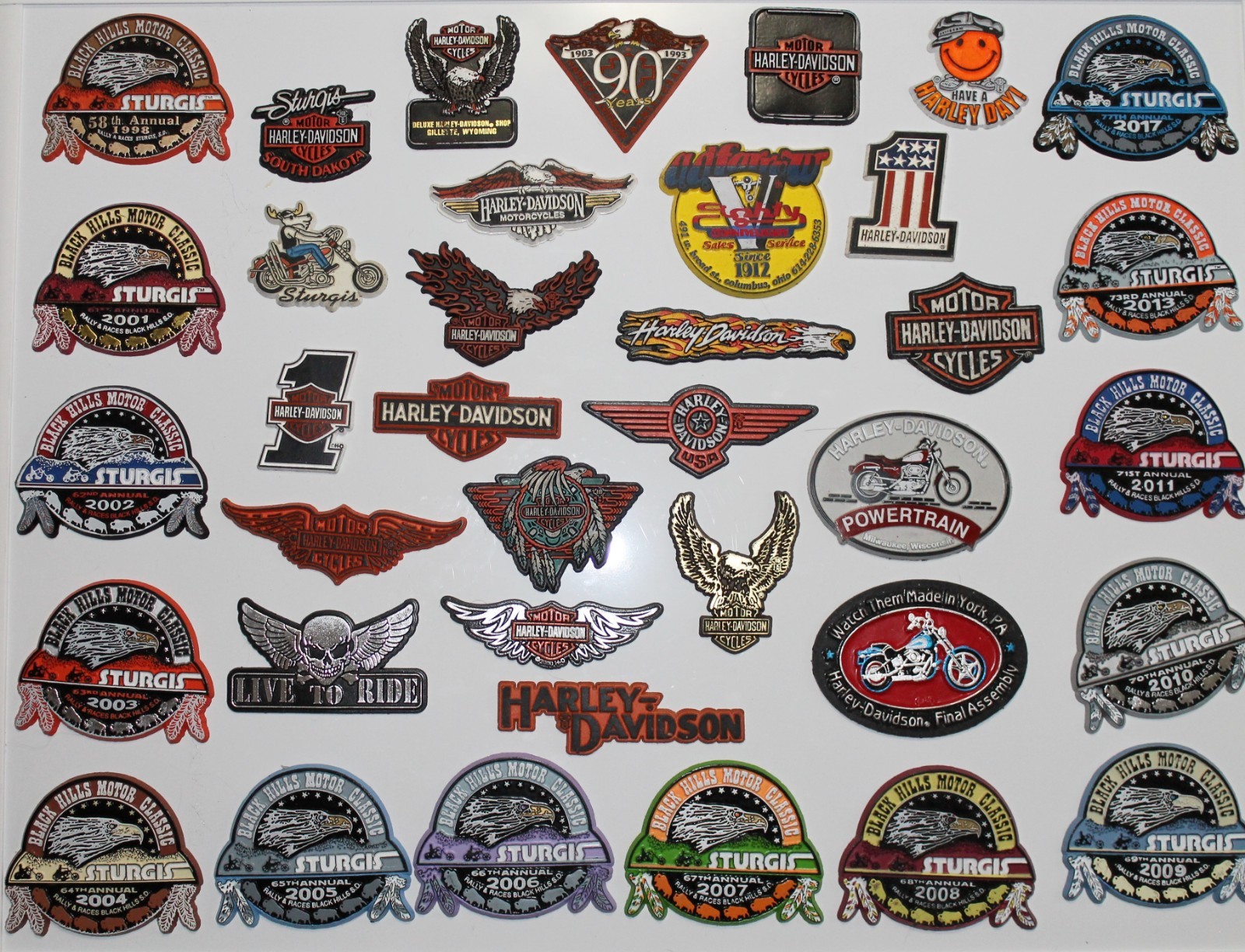 37x Lot Harley Davidson and Sturgis, SD Vtg Rubber Fridge Magnet  Advertise