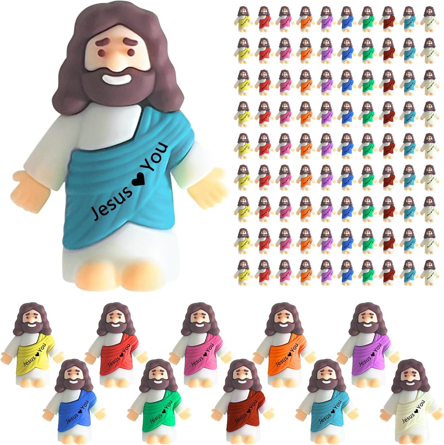 Dileed 100 PCS Little Jesus Figures, Mini Jesus Figurines Bulk, Tiny Jesus Love