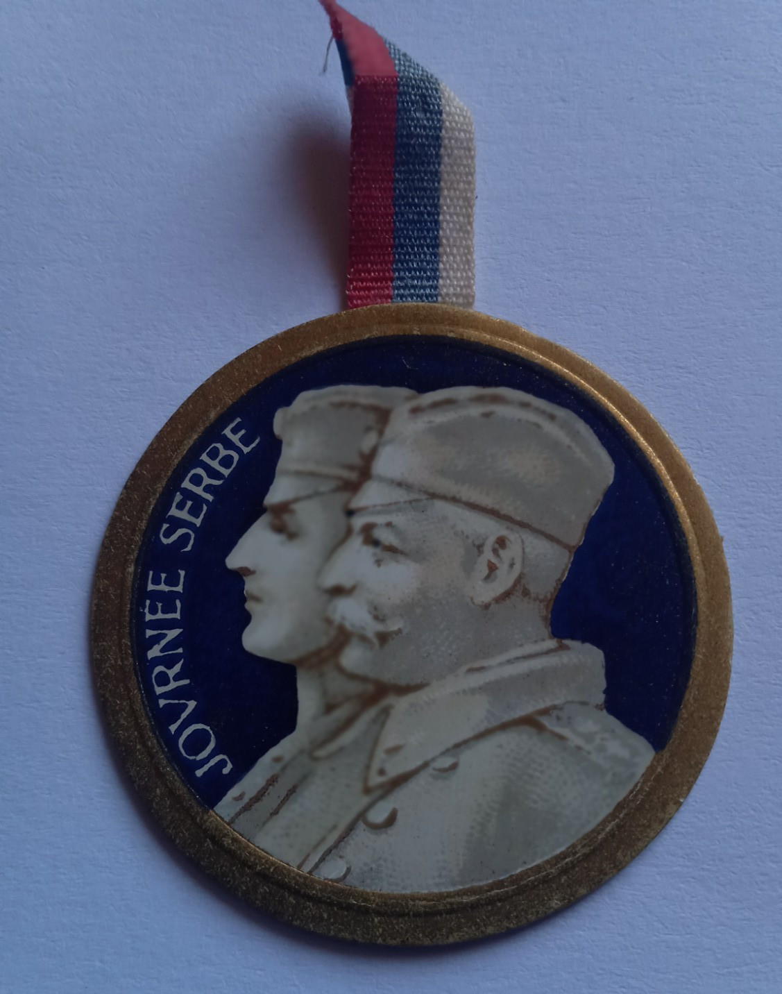 SERBIA KING PETER I & SON 1916 SERBIAN DAY FRENCH WW1 CHARITY WWI JOURNEE BADGE