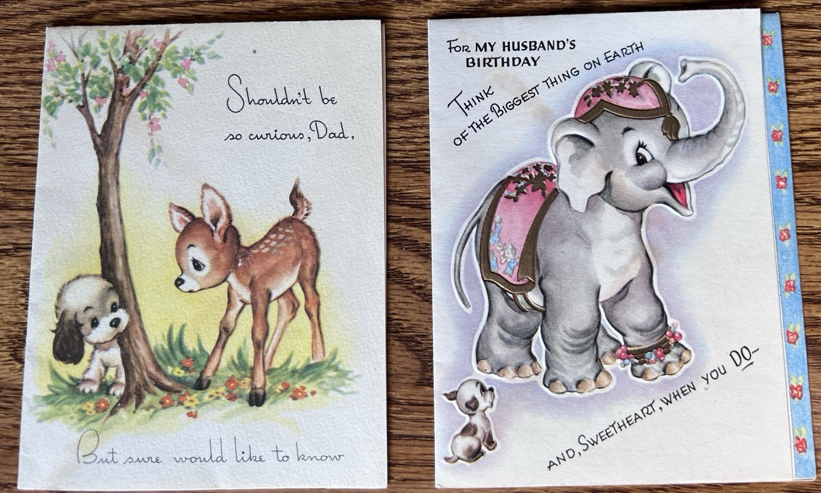 Vtg 1940s Charles Christian Culp Birthday Cards for Dad and Husband Animals Used