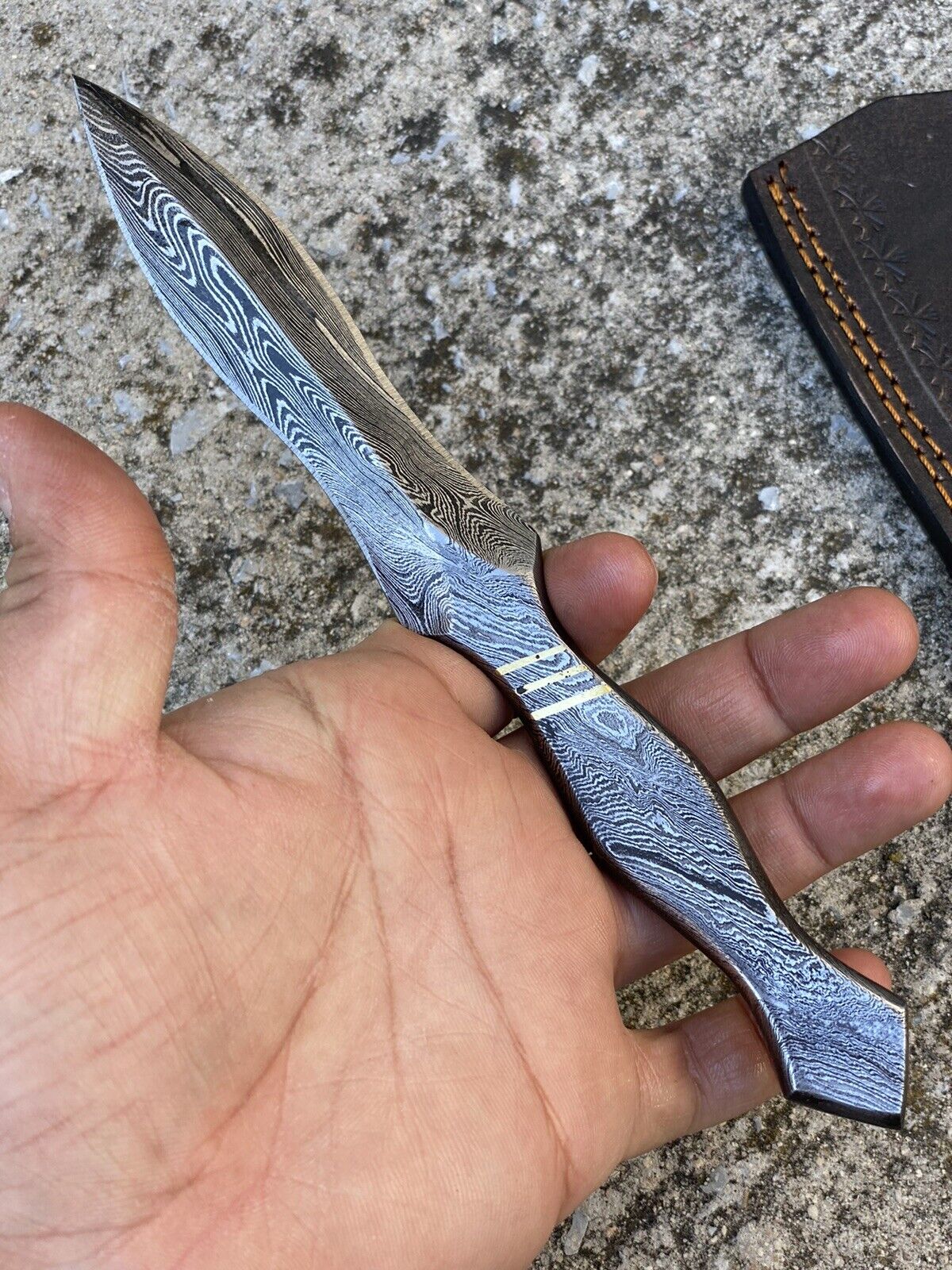 Custom Handmade HAND FORGED DAMASCUS STEEL Hunting Dagger Boot KNIFE Full Tang