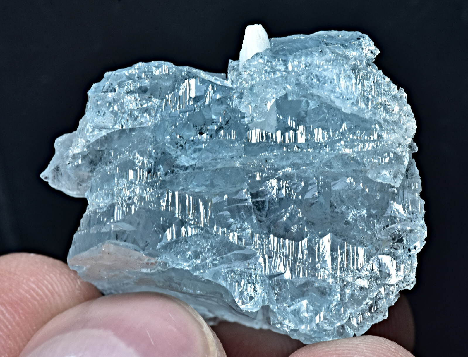 Rare Etched Vorobyevite Beryl Rosterite Crystal with Unknown White Crystal 61 Ct