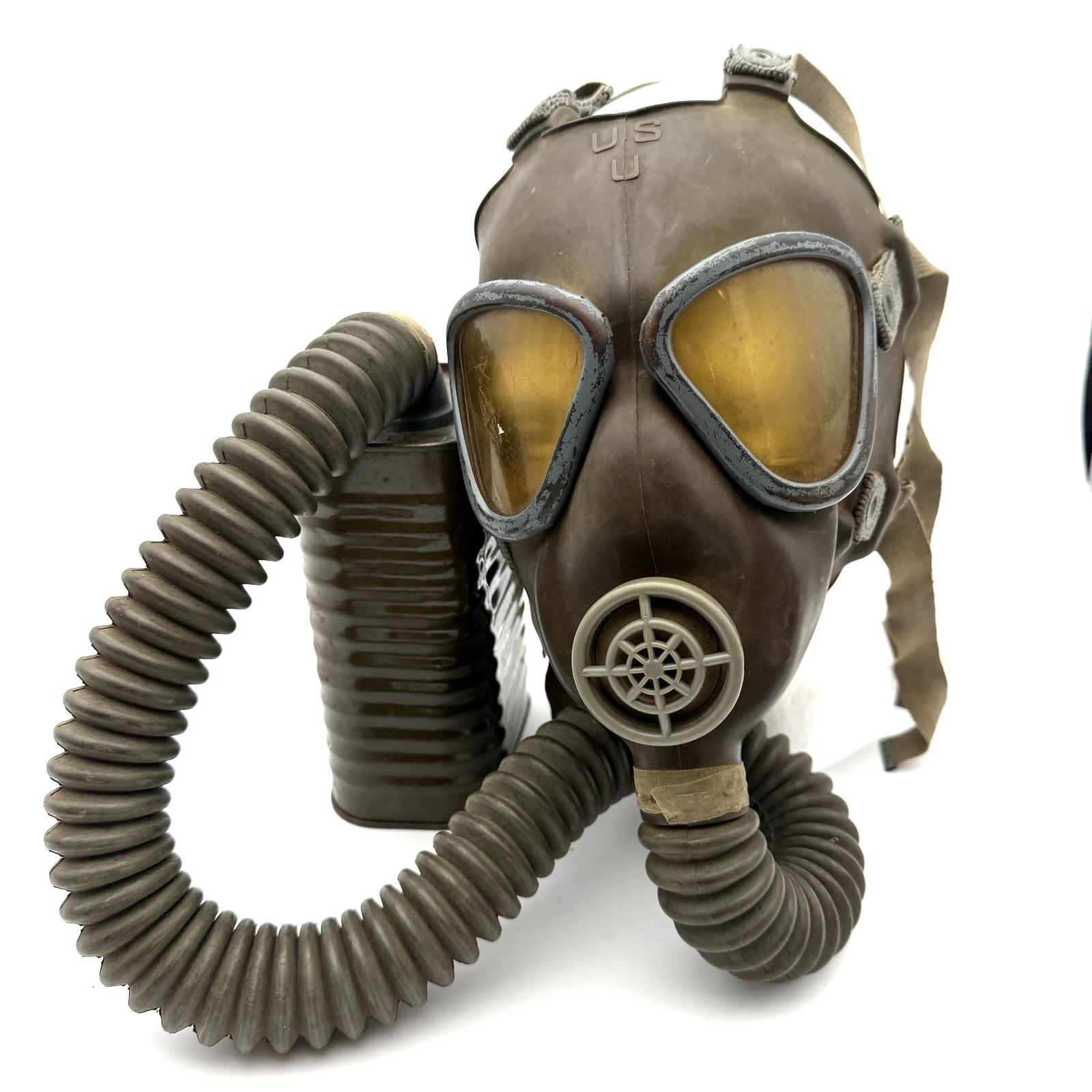 VTG WW2 US Army M3 Goodyear 1942 Gas Mask Lightweight Service M1A1 Canister USA