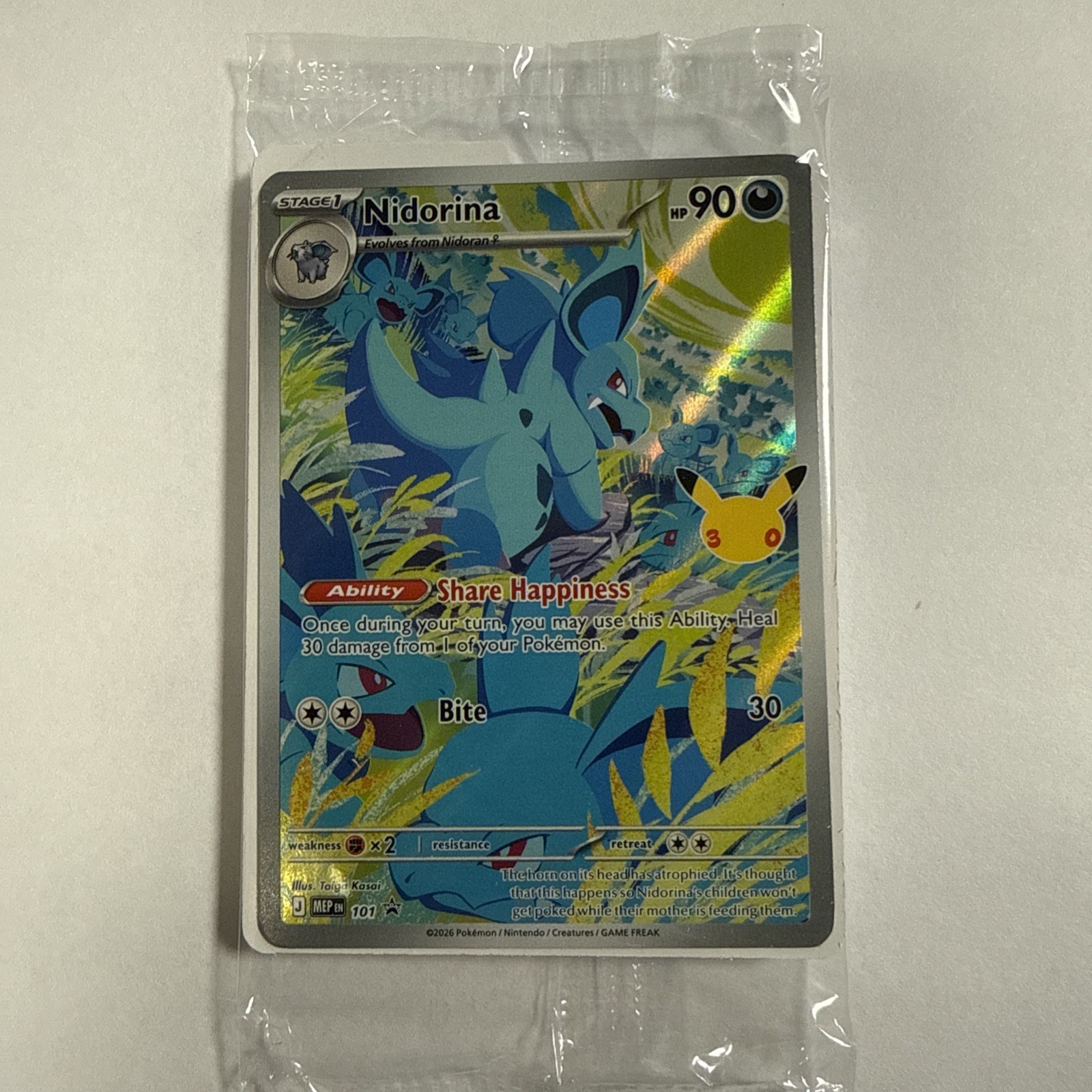 Pokemon TCG Nidorina 101/101 30th anniversary set PROMO *unsealed*