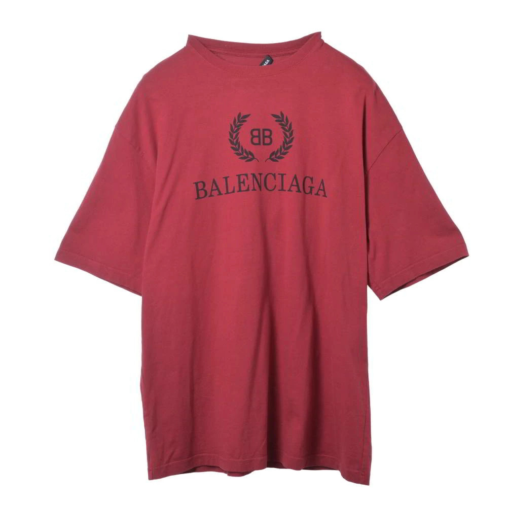 Balenciaga Crew Neck TShirt Red Cotton Logo Print Used (Ages 14+)