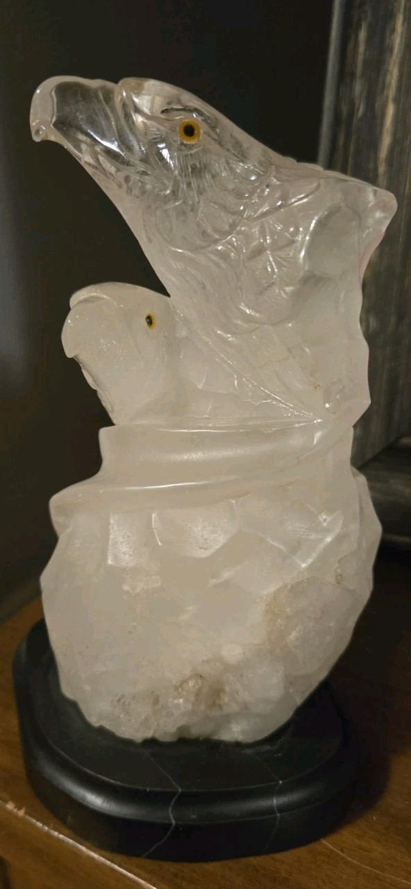 Rare Handcarved Natural Crystal Quartz Double Eagle