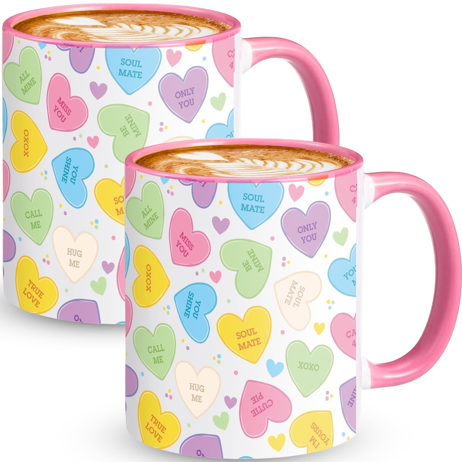 Sliner 2 Pcs Valentines Day Heart Mugs Ceramic Coffee Cups 11 oz Love Couple ...