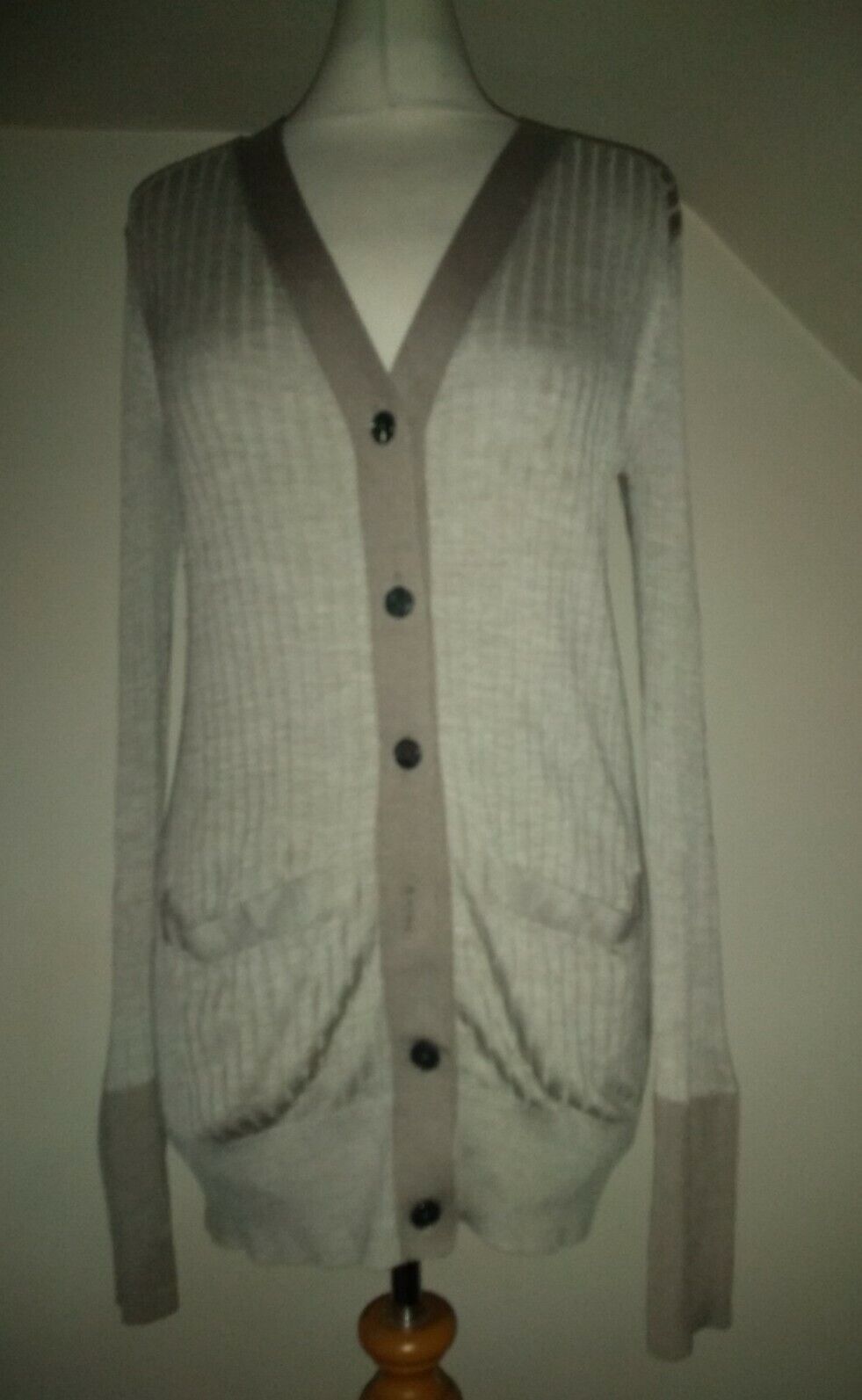LADIES MARC JACOBS GREY RIBBED SILK FITTED CARDIGAN M 10/12