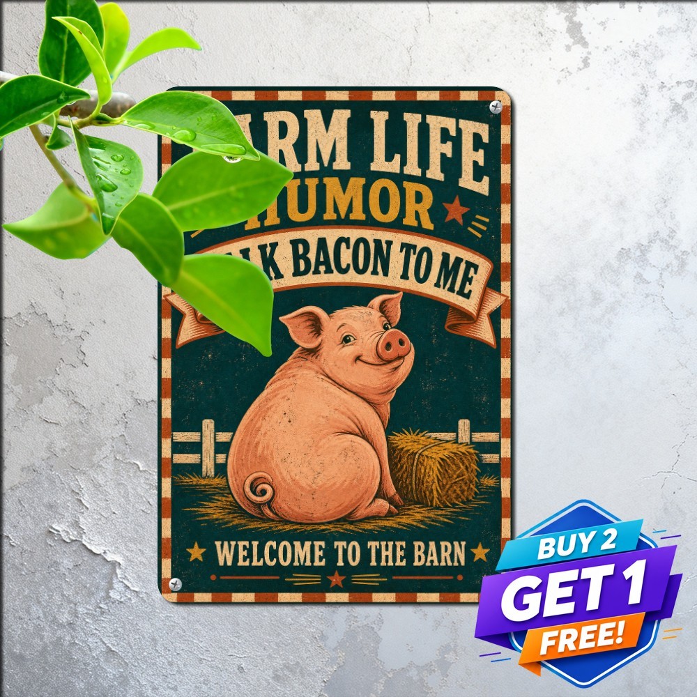 Funny Pig Butts Pork BBQ Kitchen Sign Humorous Barbecue Grill Metal Decor