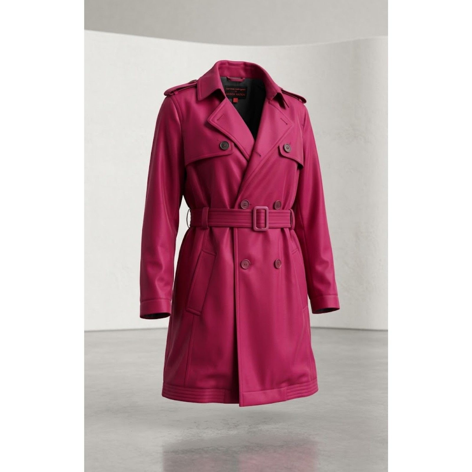 Narciso Rodriguez Design Nation Berry Magenta Pink Trench Coat Jacket Womens L