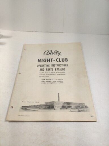 1956 Bally NIGHT CLUB Bingo Operating Instructions Manual
