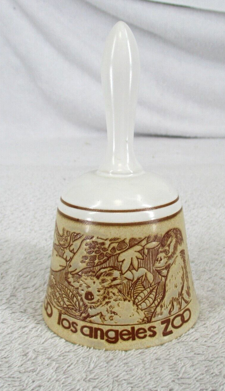Vintage Bell Los Angeles Zoo Animal Stoneware Print Small Bell 5.5 Inches Tall