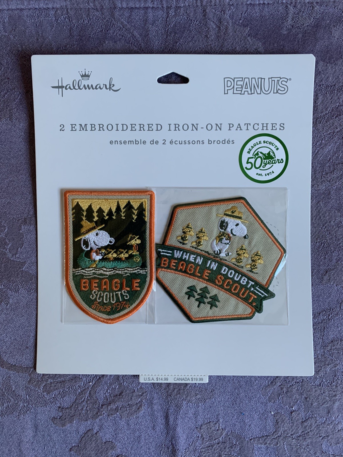 NEW 2 Snoopy Peanuts Beagle Scouts 50th Anniversary Embroidered Patches Sealed