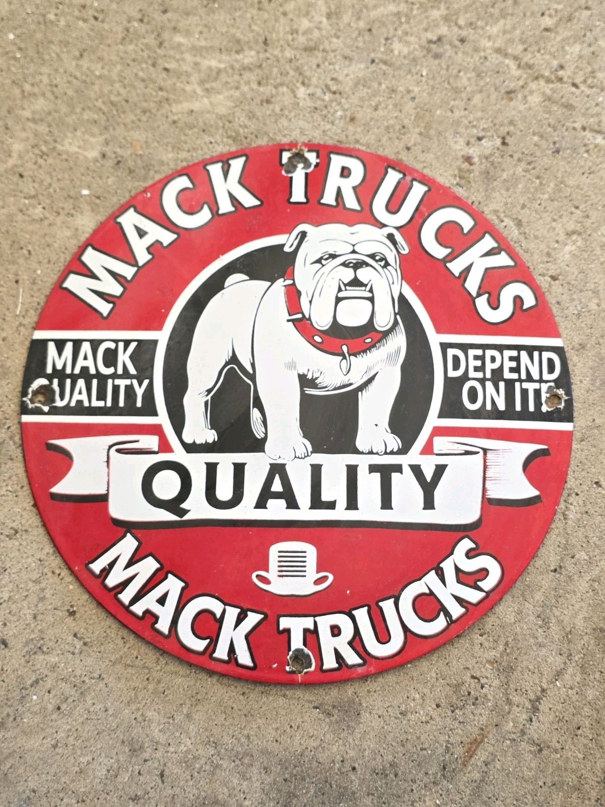 VINTAGE 1950'S MACK DIESEL TRUCKS PORCELAIN SIGN 12