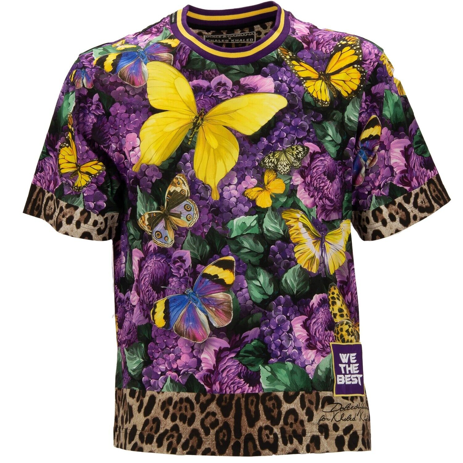 DOLCE & GABBANA x DJ KHALED Oversize T-Shirt Butterfly Leo Purple Yellow 11367