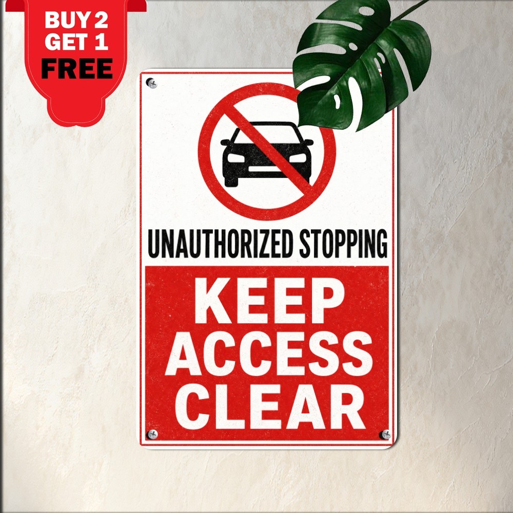Do Not Block Driveway Warning Sign Vintage Street Parking Metal Tin Plaque