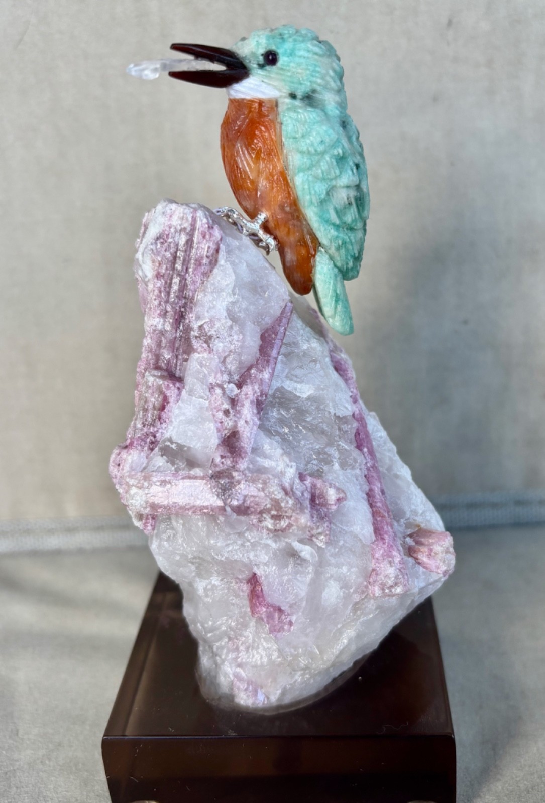 Amazonite and Orange Calcite Kingfisher  5 3/4